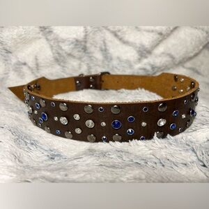 Crystal leather dog collar